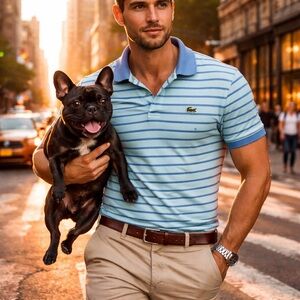 Lacoste Sky Blue Striped Polo Shirt